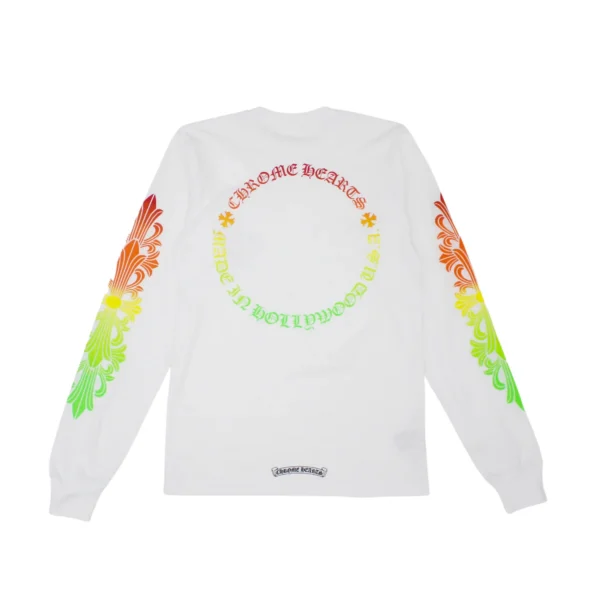 CH Multicolor Horseshoe Floral Cross Long Sleeve T-shirt In White