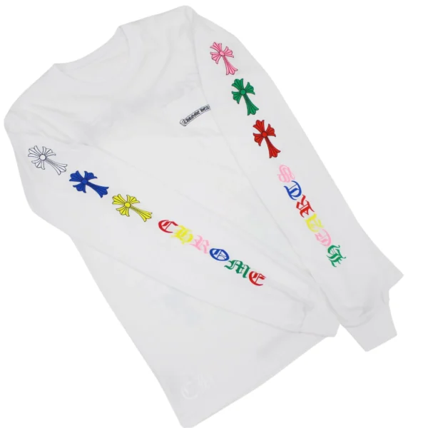 CH Multicolor Script Cross Long Sleeve Shirt White