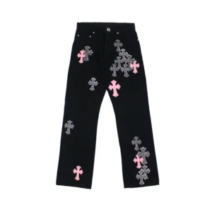 Chrome Hearts Pink and Hair Patches Jeans