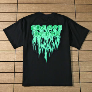 Chrome Hearts Green Flame Logo T-shirt - Black.