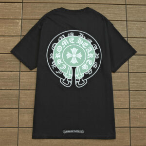 Chrome Hearts Green Logo Black T-shirt.