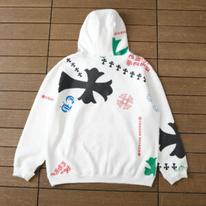 Chrome-Hearts-cross-printed-white-hoodie-